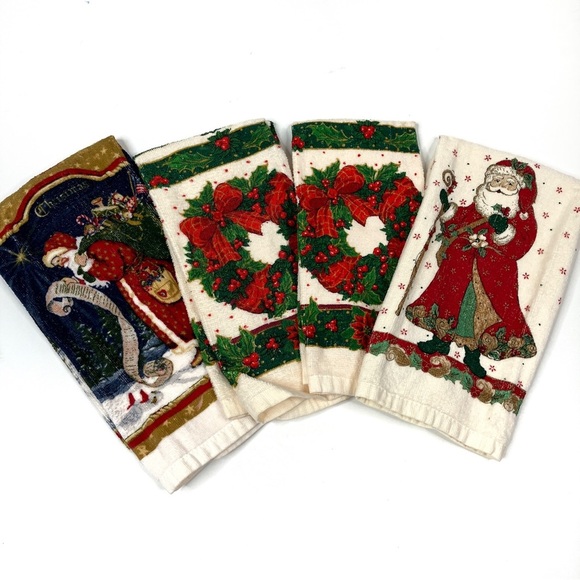 3/$30 Lot of 4 Vintage Royal Terry Christmas Hand Towels - Picture 1 of 10